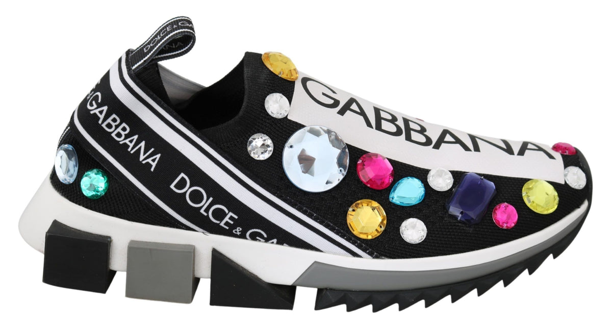 Sneakers noires et multicolores ornées de cristaux Dolce &amp; Gabbana