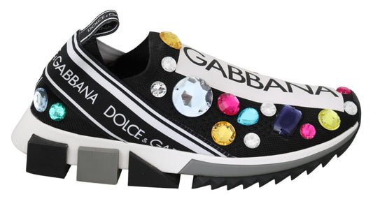 Dolce & Gabbana zwarte sneakers met multikleurige kristallen