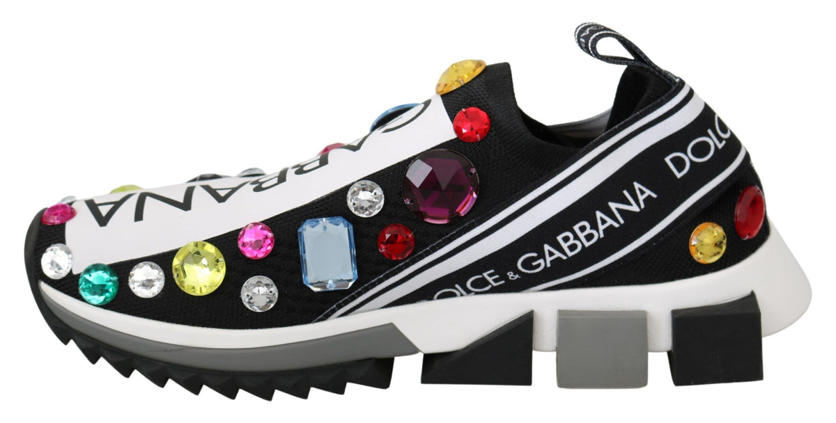 Sneakers noires et multicolores ornées de cristaux Dolce &amp; Gabbana