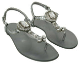 Sandales compensées à cristaux argentés Dolce &amp; Gabbana