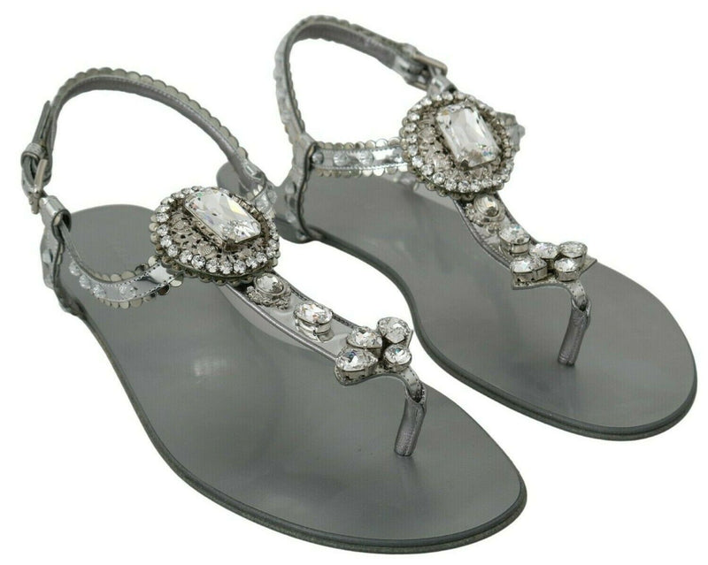 Sandales compensées à cristaux argentés Dolce &amp; Gabbana
