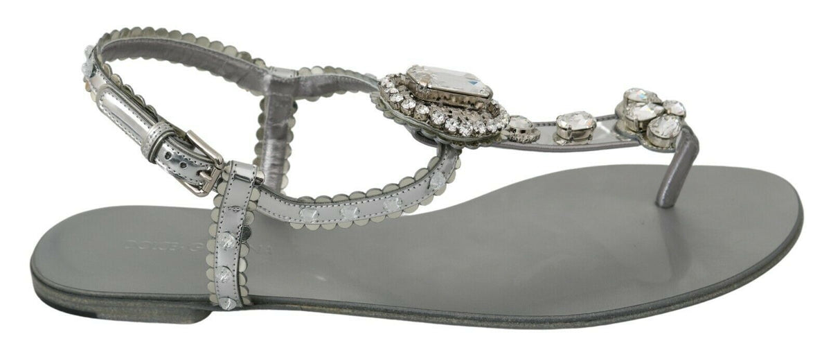 Sandales compensées à cristaux argentés Dolce &amp; Gabbana