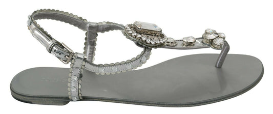 Dolce & Gabbana Zilveren Kristallen Sandalen Slippers