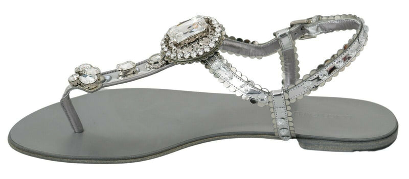 Sandales compensées à cristaux argentés Dolce &amp; Gabbana