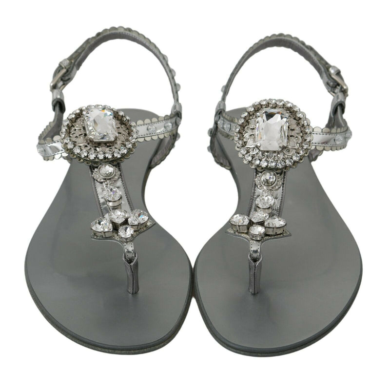 Sandales compensées à cristaux argentés Dolce &amp; Gabbana