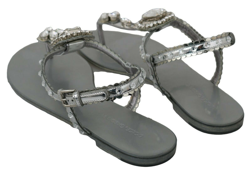 Sandales compensées à cristaux argentés Dolce &amp; Gabbana