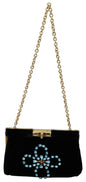 Dolce & Gabbana Black Velvet Crystal Studs Women Crossbody Sling Borse Bag