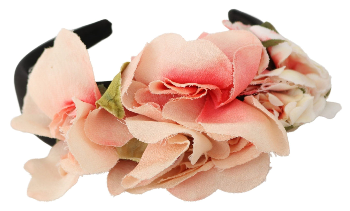 Dolce &amp; Gabbana roze zijden zwarte bloemen hoofdband logo diadeem