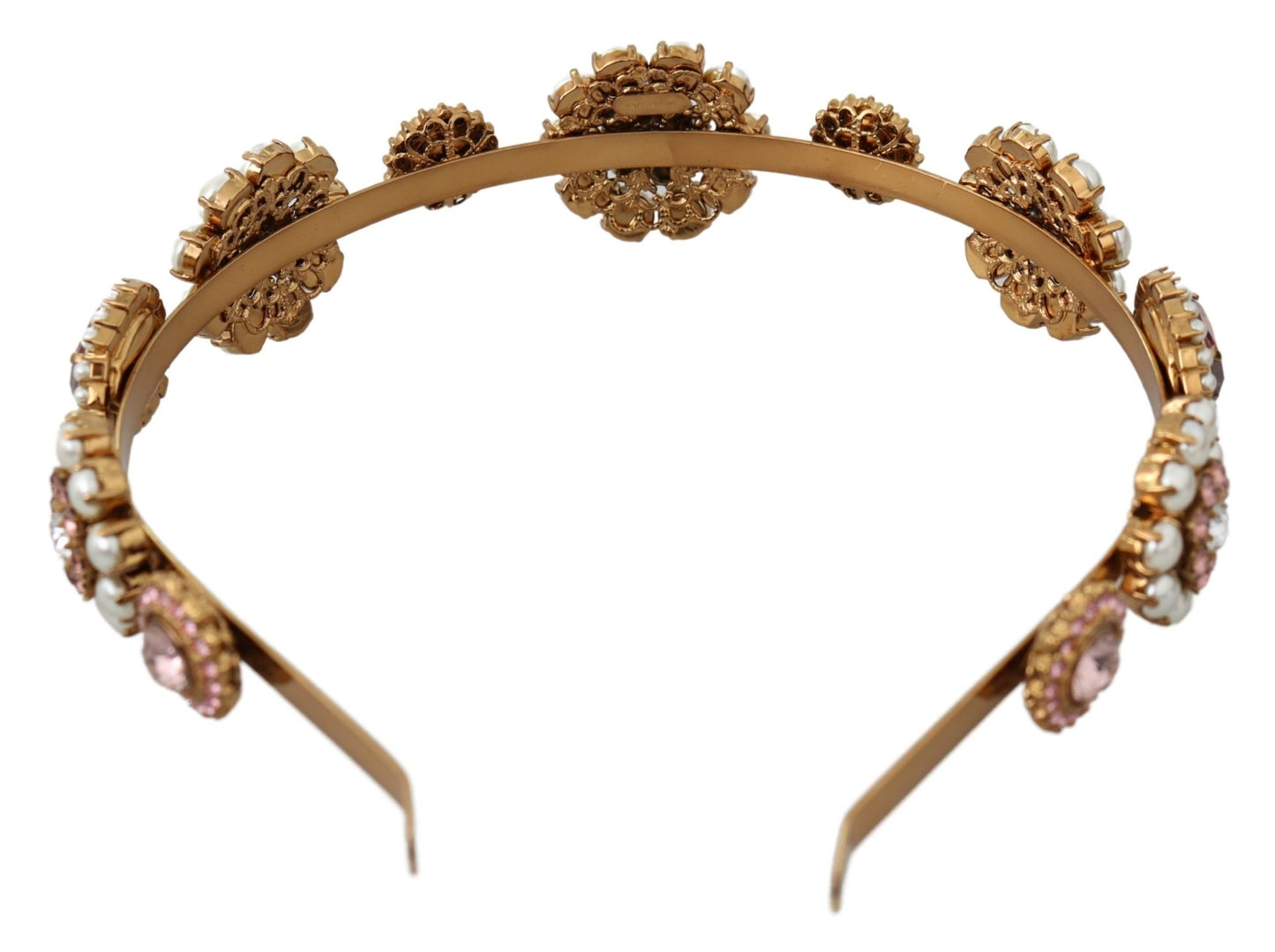 Dolce &amp; Gabbana Diadème doré avec cristal et perles florales