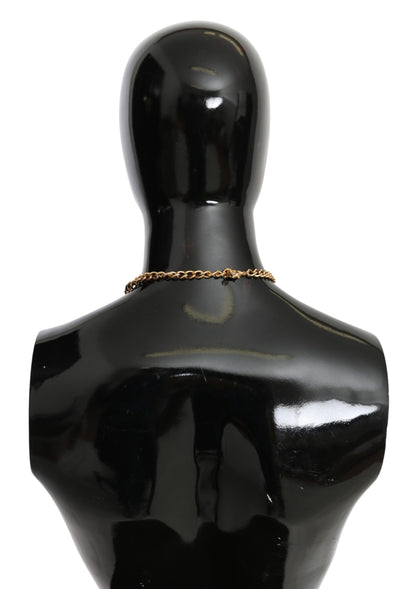 Dolce & Gabbana Groene Bladeren Gouden Messing Kristallen Bloem Hanger Ketting