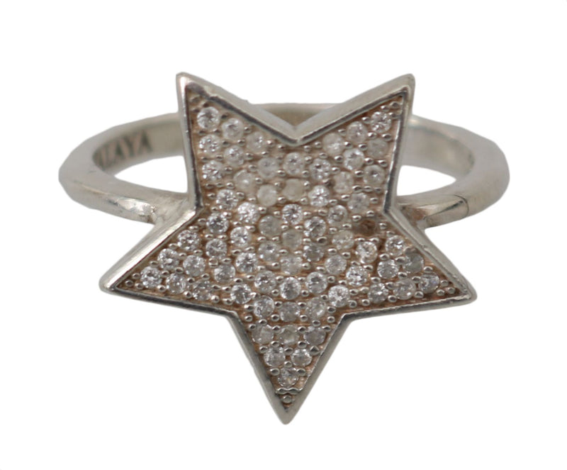 Bague Nialaya en argent 925 avec étoile et zircone cubique transparent pour femme