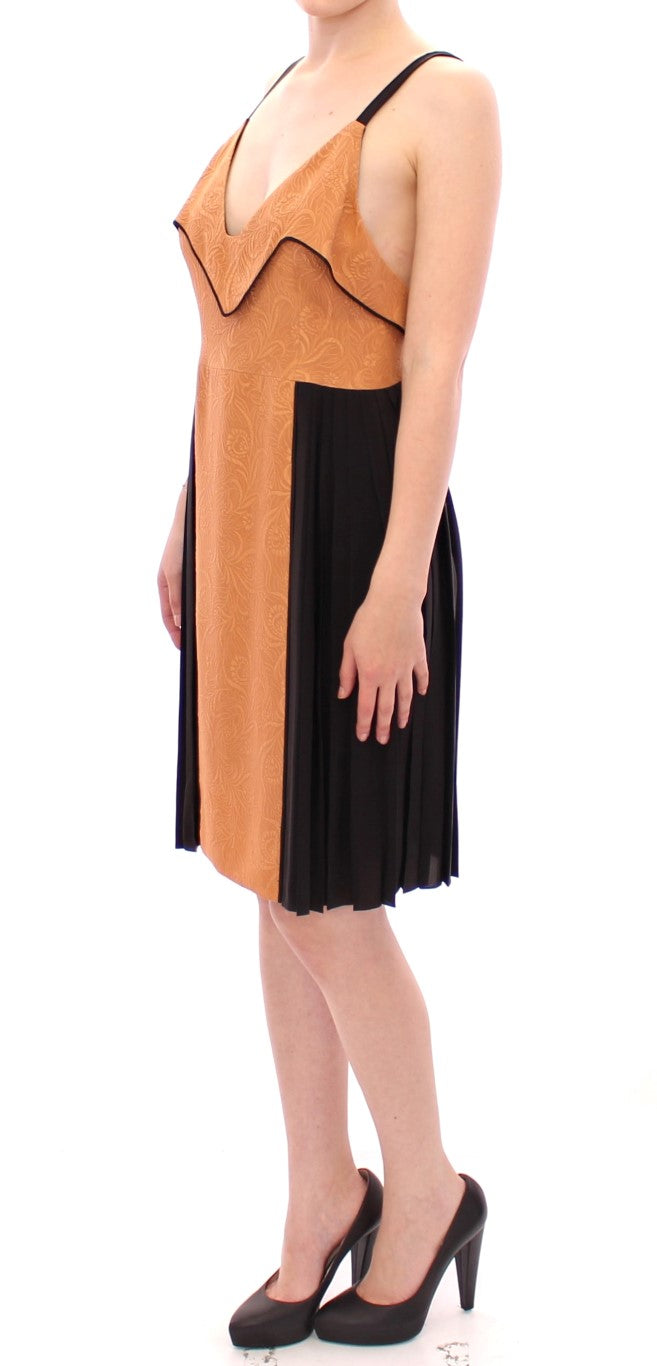 Robe fourreau sans manches en soie noire bronze de FILOS