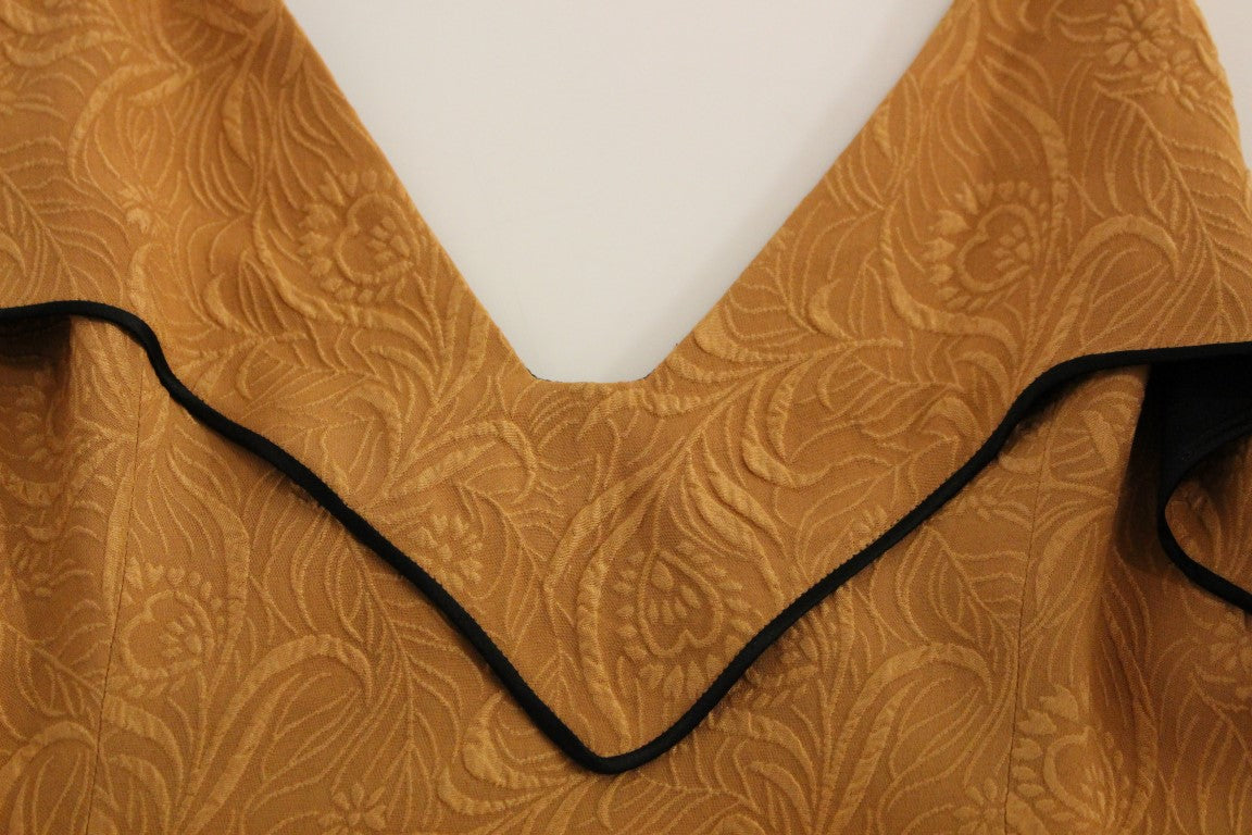 Robe fourreau sans manches en soie noire bronze de FILOS