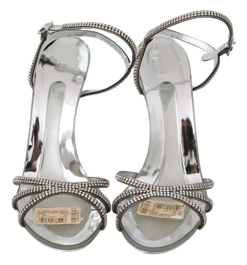 Sandales à bride de cheville en cristal argenté Dolce &amp; Gabbana