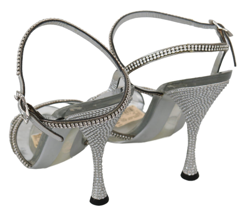 Sandales à bride de cheville en cristal argenté Dolce &amp; Gabbana