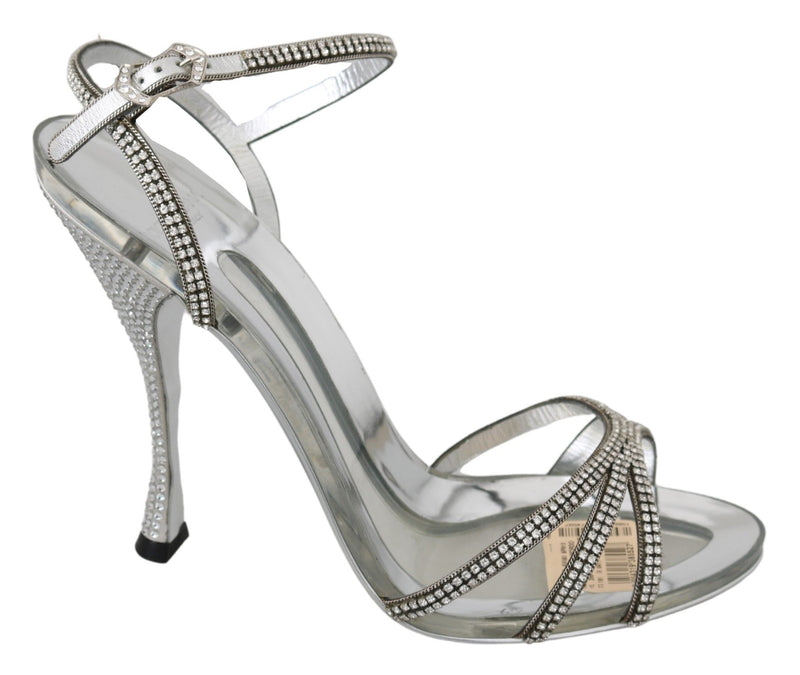 Sandales à bride de cheville en cristal argenté Dolce &amp; Gabbana
