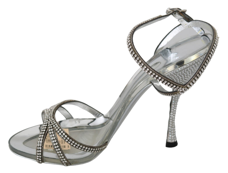 Sandales à bride de cheville en cristal argenté Dolce &amp; Gabbana