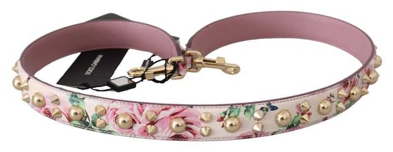 Bandoulière à clous en cuir à fleurs roses Dolce &amp; Gabbana