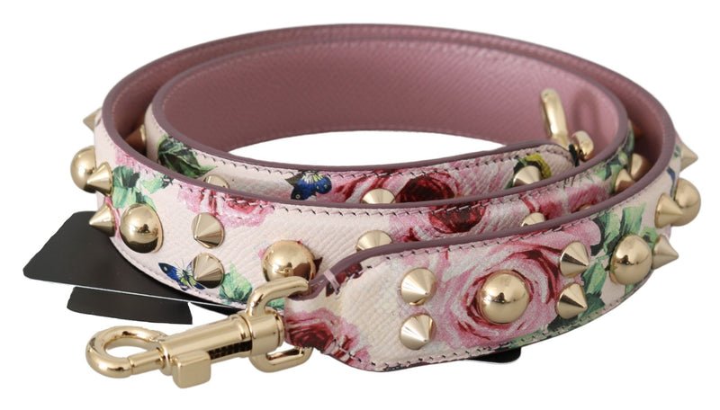 Bandoulière à clous en cuir à fleurs roses Dolce &amp; Gabbana