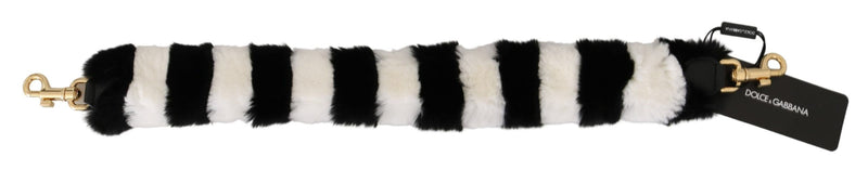 Bandoulière accessoire en fourrure de lapin noir et blanc Dolce &amp; Gabbana