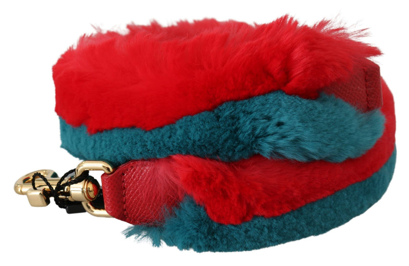 Bandoulière en cuir et fourrure de lapin rouge et bleu Dolce &amp; Gabbana