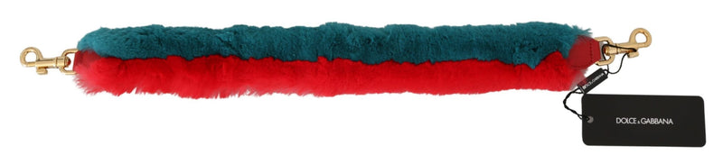 Bandoulière en cuir et fourrure de lapin rouge et bleu Dolce &amp; Gabbana
