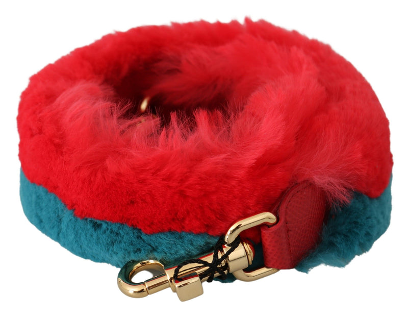 Bandoulière en cuir et fourrure de lapin rouge et bleu Dolce &amp; Gabbana