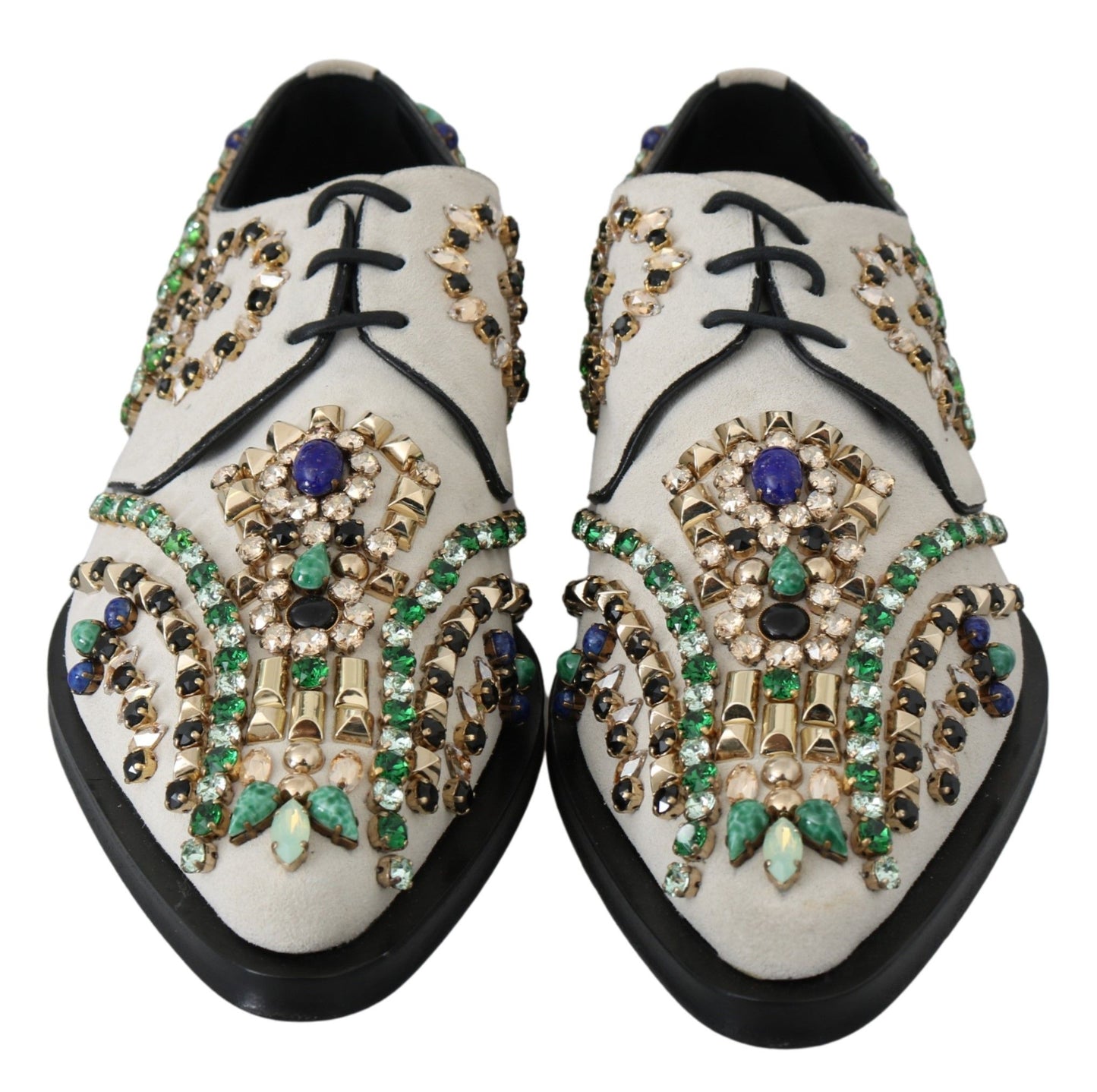 Dolce &amp; Gabbana witte suède kristallen brogue schoenen