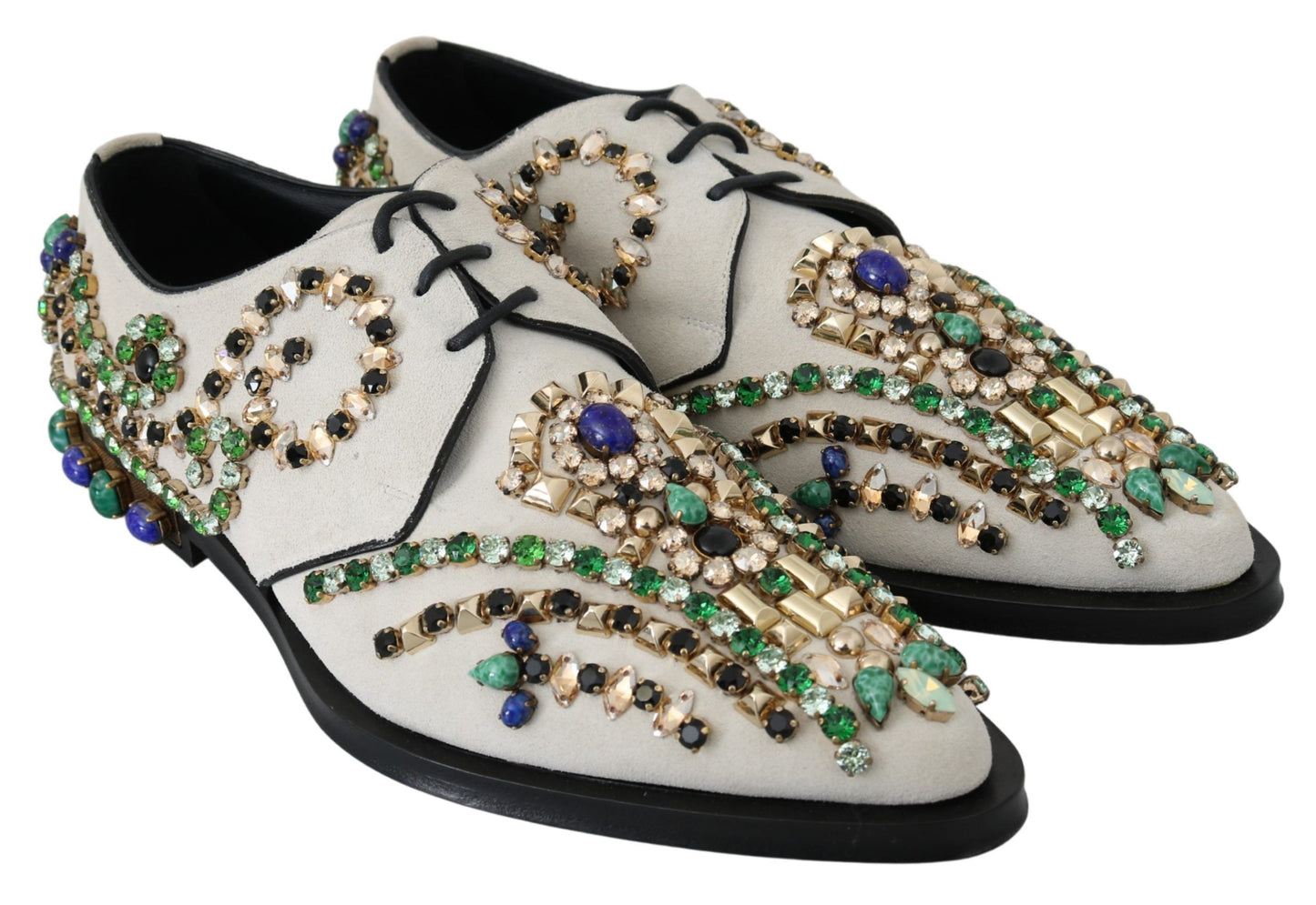 Dolce &amp; Gabbana witte suède kristallen brogue schoenen