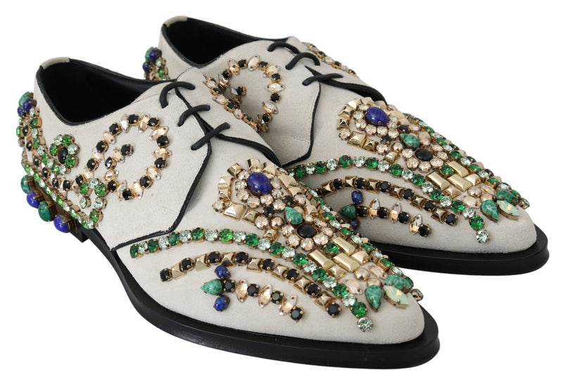 Escarpins broqués à cristaux en daim blanc de Dolce &amp; Gabbana