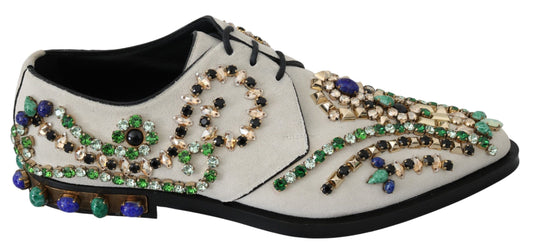 Dolce &amp; Gabbana witte suède kristallen brogue schoenen