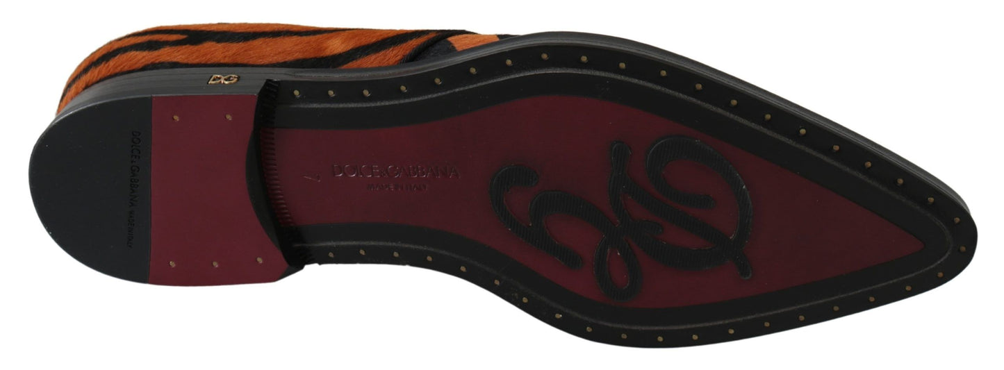 Dolce &amp; Gabbana Oranje Paardenhaar Formele Brogue Schoenen