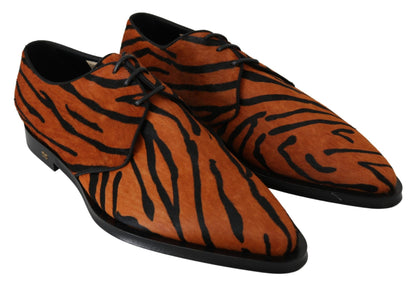 Dolce &amp; Gabbana Oranje Paardenhaar Formele Brogue Schoenen