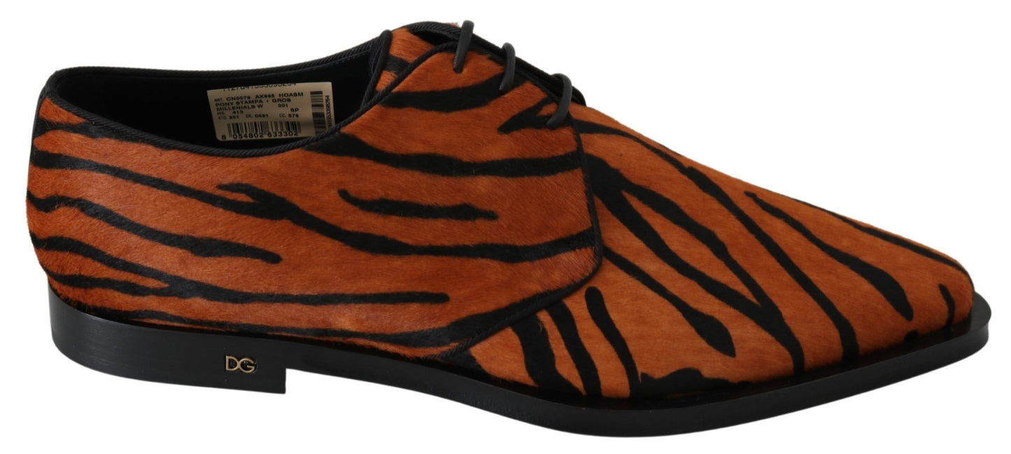 Dolce &amp; Gabbana Oranje Paardenhaar Formele Brogue Schoenen
