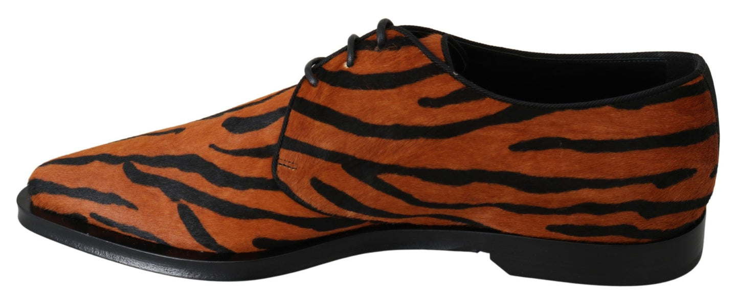 Dolce &amp; Gabbana Oranje Paardenhaar Formele Brogue Schoenen