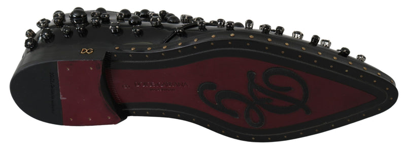 Escarpins broqués en cuir noir ornés de cristaux Dolce &amp; Gabbana