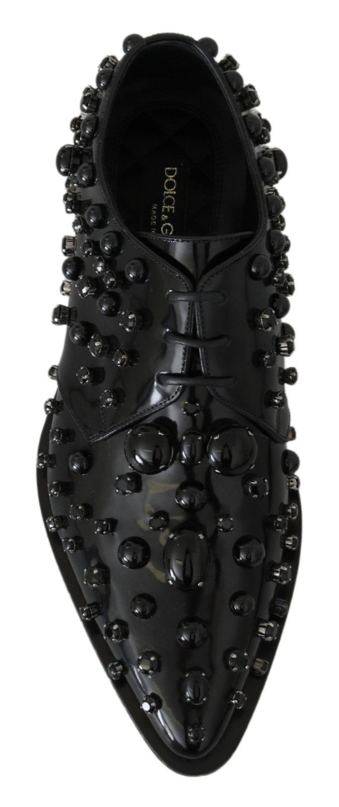Dolce &amp; Gabbana leren schoenen met kristallen en brogue-details in het zwart.