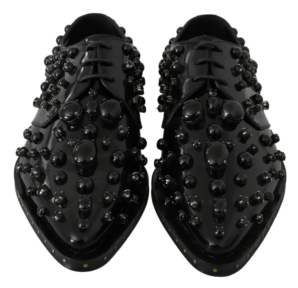 Escarpins broqués en cuir noir ornés de cristaux Dolce &amp; Gabbana