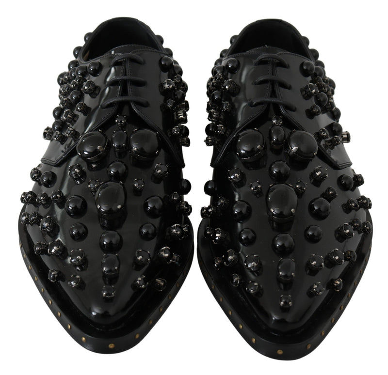 Escarpins broqués en cuir noir ornés de cristaux Dolce &amp; Gabbana