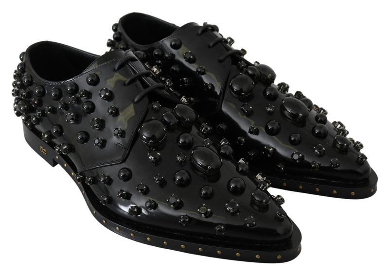 Escarpins broqués en cuir noir ornés de cristaux Dolce &amp; Gabbana