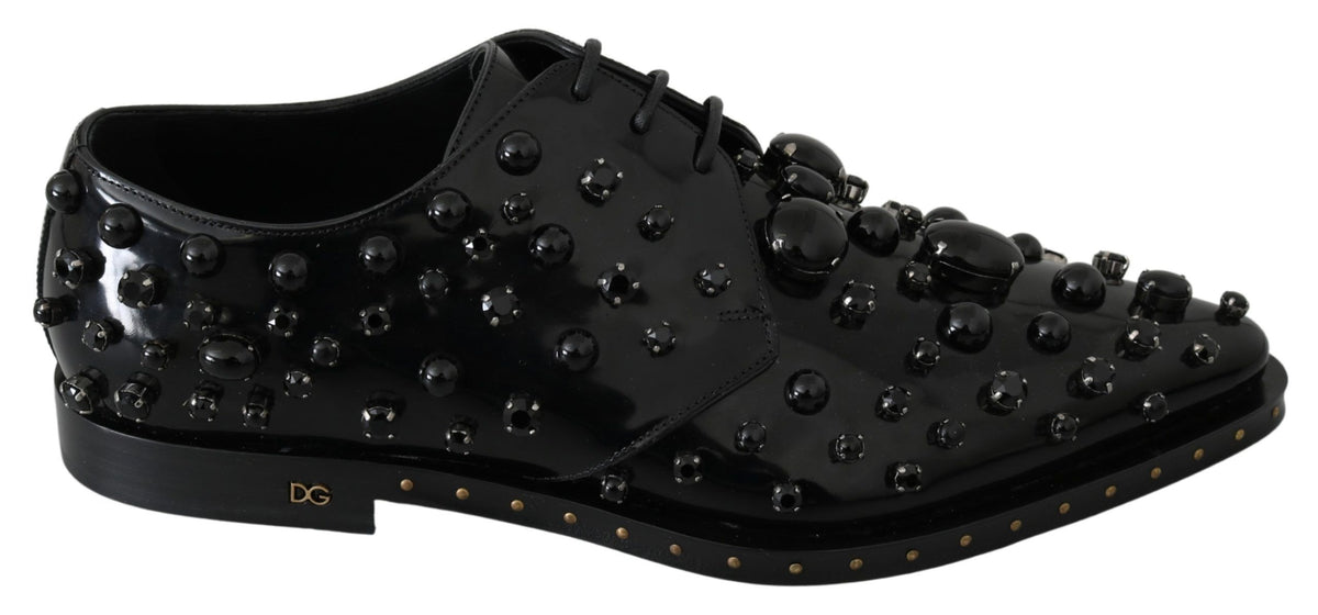 Escarpins broqués en cuir noir ornés de cristaux Dolce &amp; Gabbana