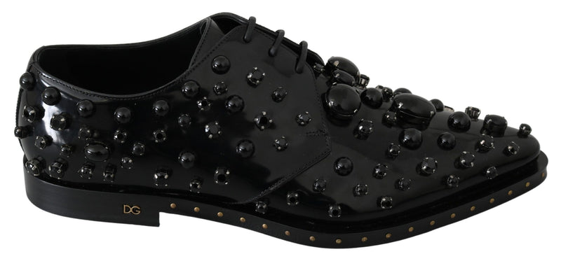 Escarpins broqués en cuir noir ornés de cristaux Dolce &amp; Gabbana
