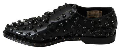Dolce &amp; Gabbana leren schoenen met kristallen en brogue-details in het zwart.