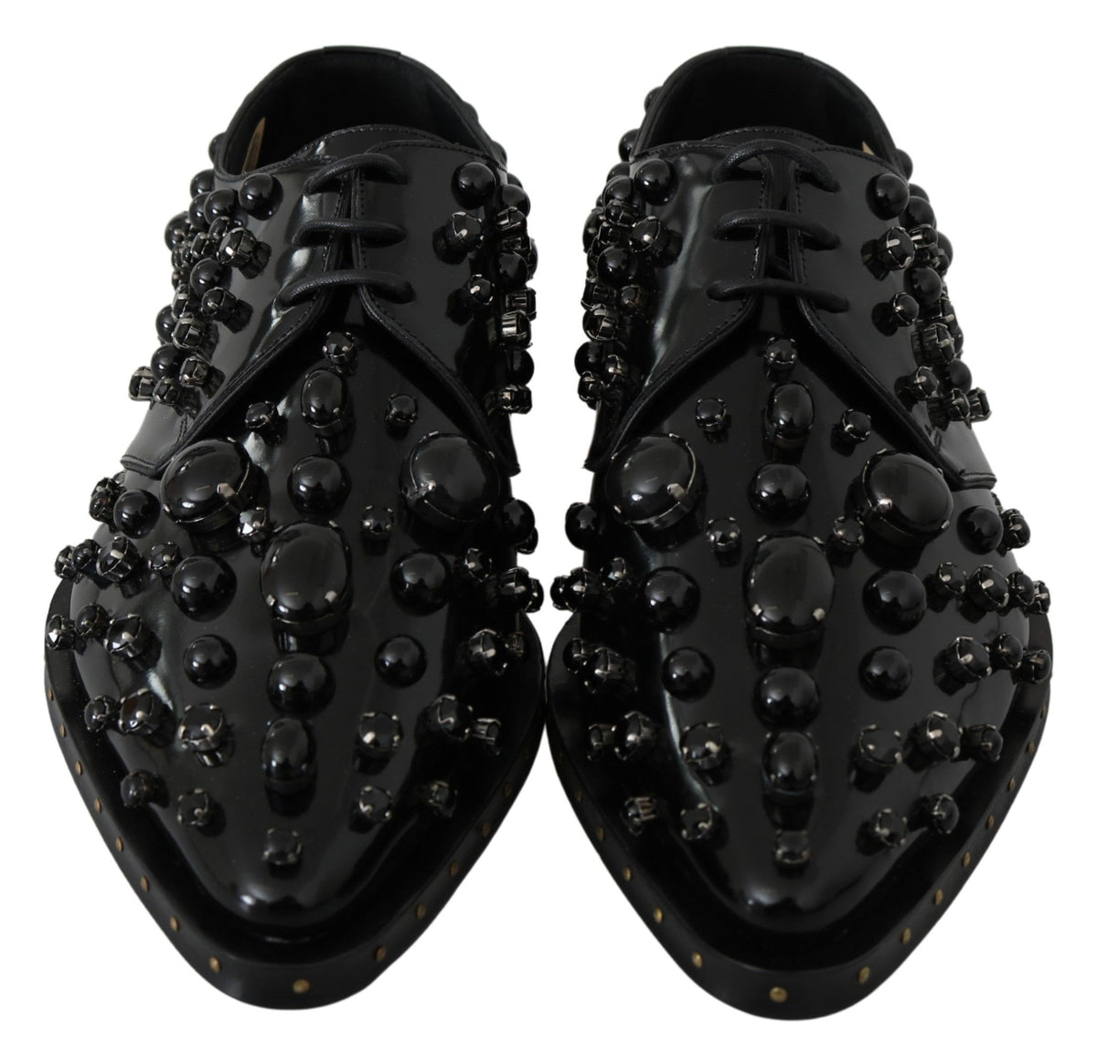 Escarpins broqués en cuir noir ornés de cristaux Dolce &amp; Gabbana
