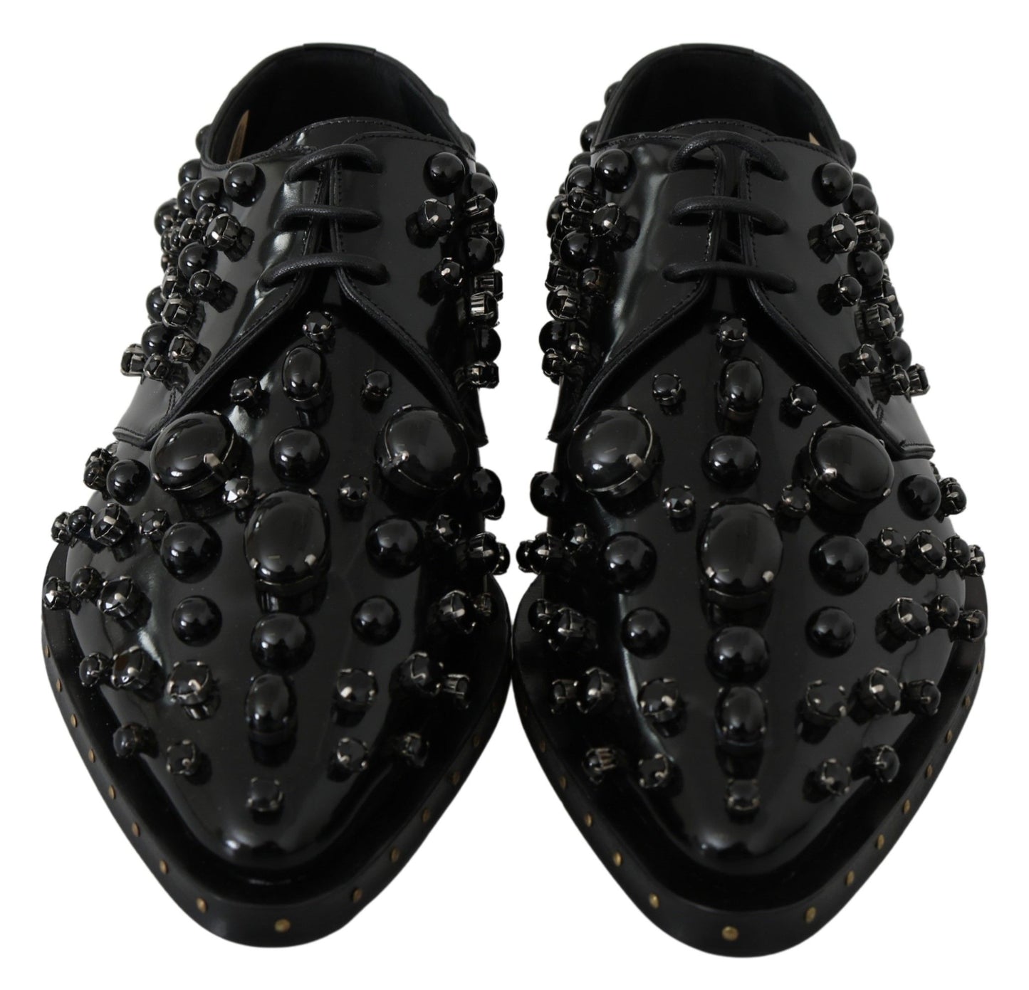 Dolce &amp; Gabbana leren schoenen met kristallen en brogue-details in het zwart.