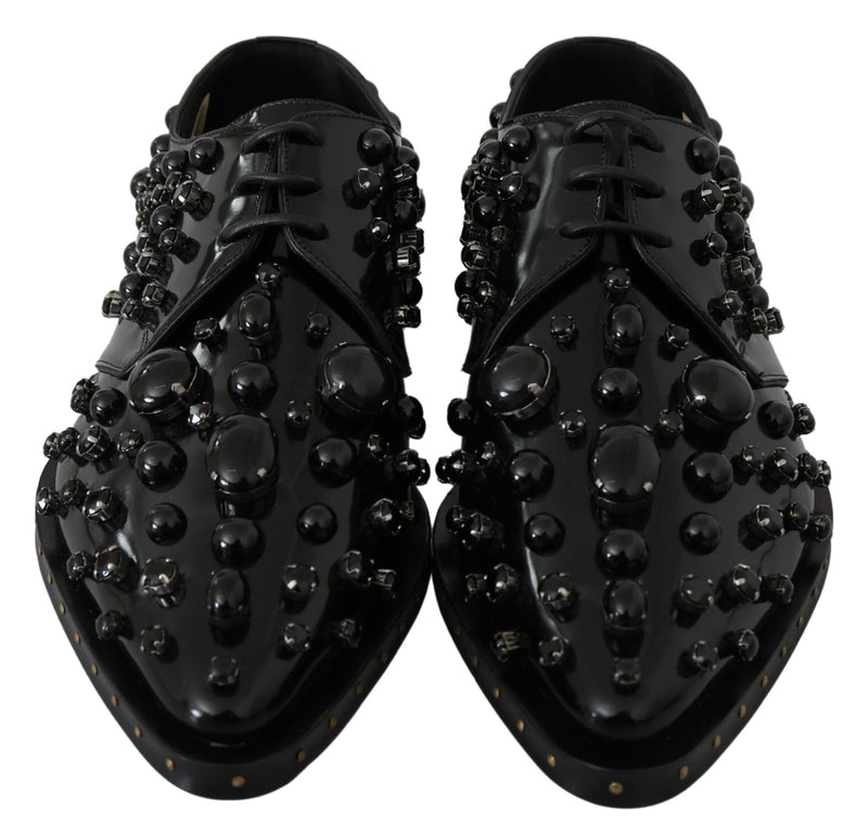 Escarpins broqués en cuir noir ornés de cristaux Dolce &amp; Gabbana