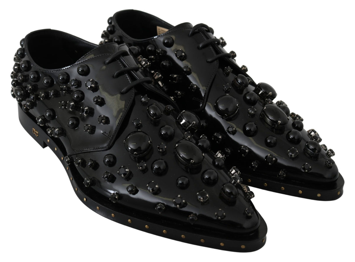 Escarpins broqués en cuir noir ornés de cristaux Dolce &amp; Gabbana