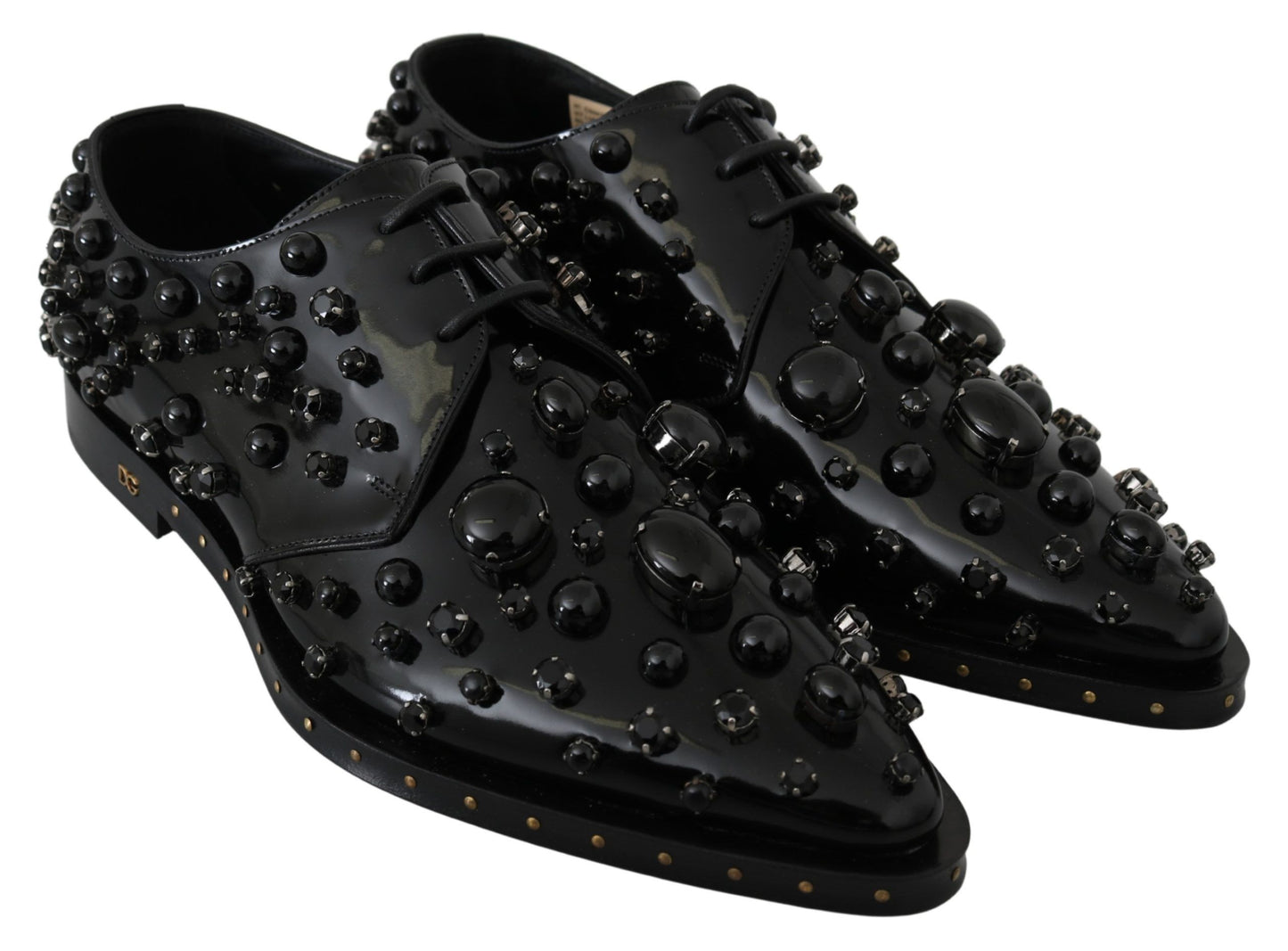 Dolce &amp; Gabbana leren schoenen met kristallen en brogue-details in het zwart.