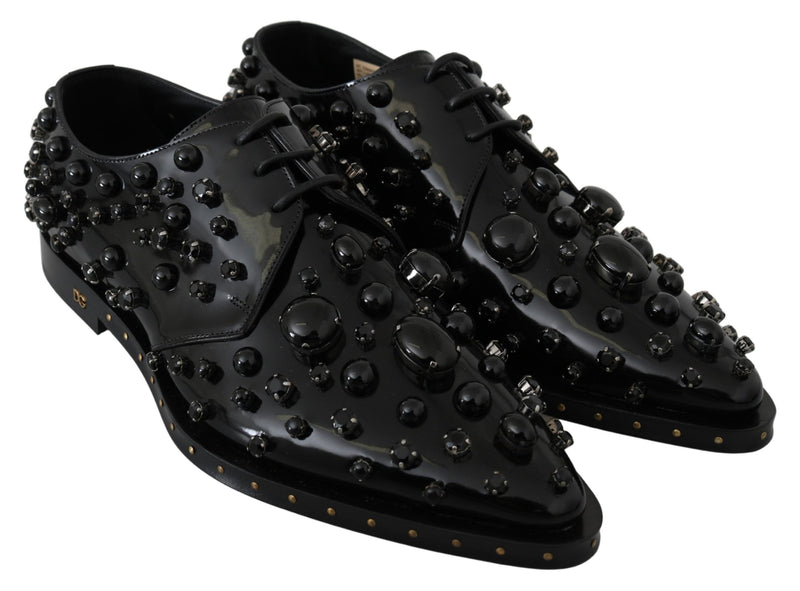 Escarpins broqués en cuir noir ornés de cristaux Dolce &amp; Gabbana