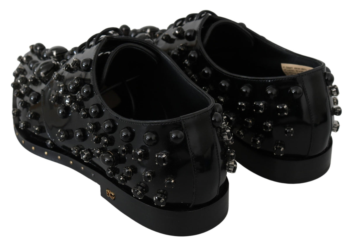 Escarpins broqués en cuir noir ornés de cristaux Dolce &amp; Gabbana